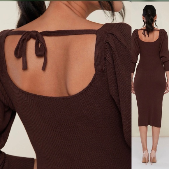 Rachel Parcell - Brown Ribbed Sweater Midi Dress - Picture 8 of 16